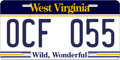 WV license plate OCF055