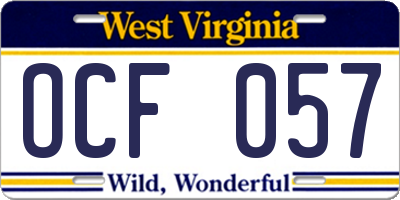 WV license plate OCF057