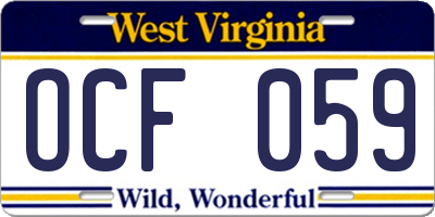 WV license plate OCF059