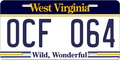 WV license plate OCF064