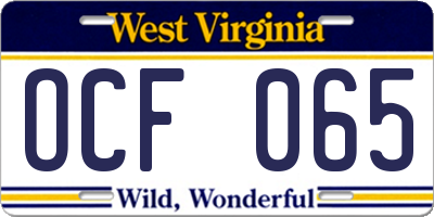 WV license plate OCF065