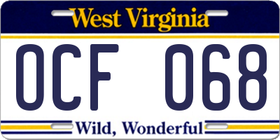 WV license plate OCF068