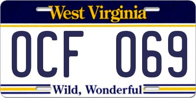 WV license plate OCF069