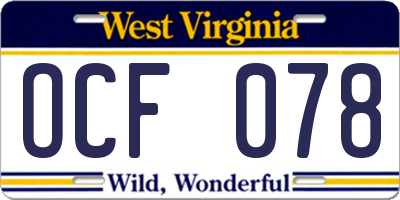 WV license plate OCF078