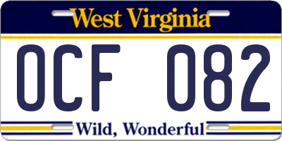 WV license plate OCF082