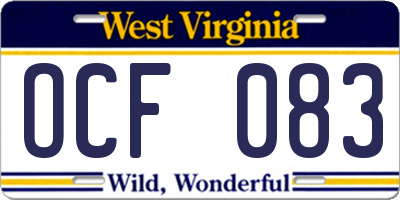 WV license plate OCF083