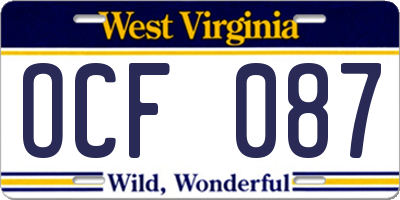 WV license plate OCF087