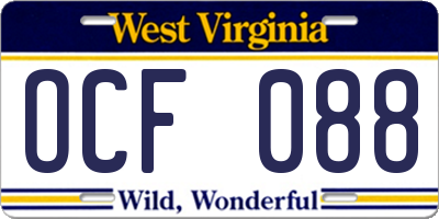 WV license plate OCF088