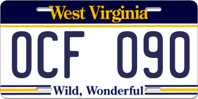 WV license plate OCF090