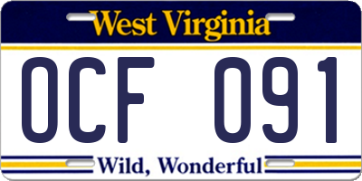 WV license plate OCF091