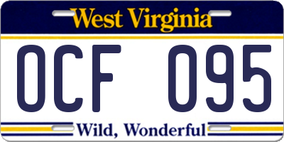 WV license plate OCF095