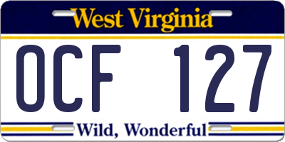 WV license plate OCF127