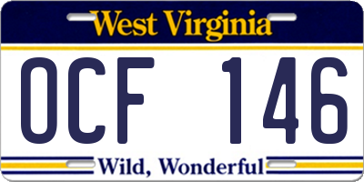 WV license plate OCF146