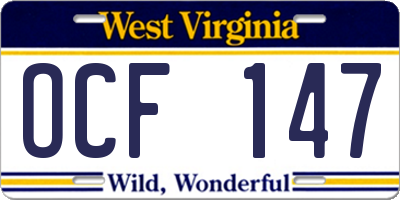 WV license plate OCF147