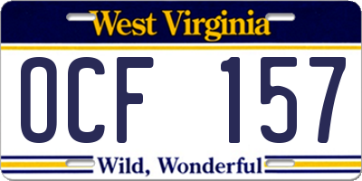 WV license plate OCF157