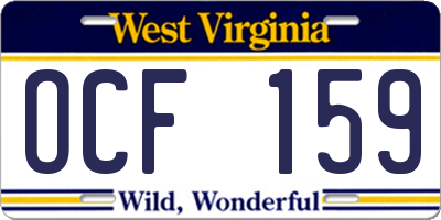 WV license plate OCF159