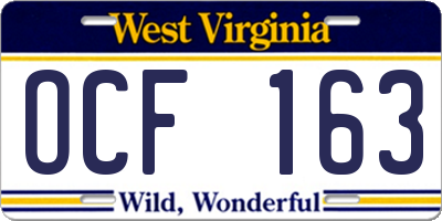 WV license plate OCF163