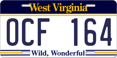 WV license plate OCF164