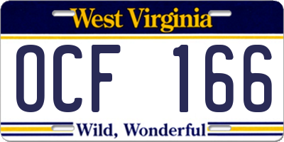 WV license plate OCF166