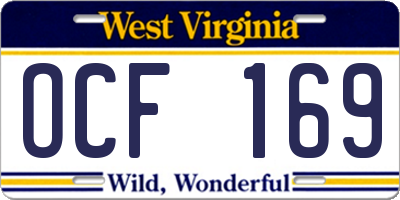 WV license plate OCF169