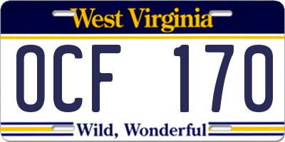 WV license plate OCF170