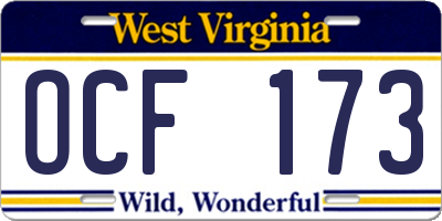 WV license plate OCF173