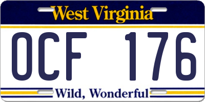 WV license plate OCF176