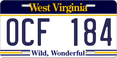 WV license plate OCF184