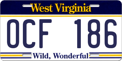 WV license plate OCF186