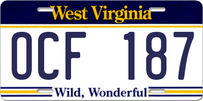 WV license plate OCF187