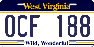 WV license plate OCF188