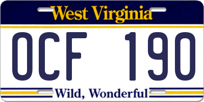 WV license plate OCF190