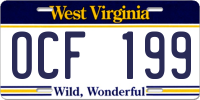 WV license plate OCF199