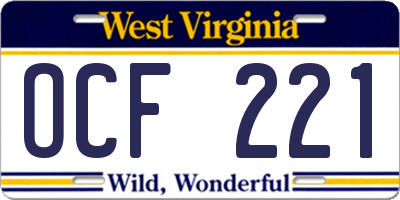 WV license plate OCF221