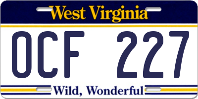 WV license plate OCF227