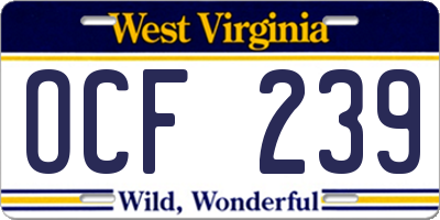 WV license plate OCF239