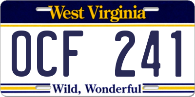WV license plate OCF241