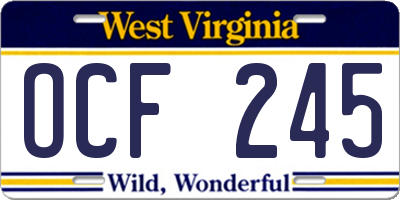 WV license plate OCF245