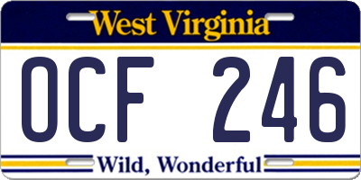 WV license plate OCF246