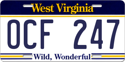 WV license plate OCF247