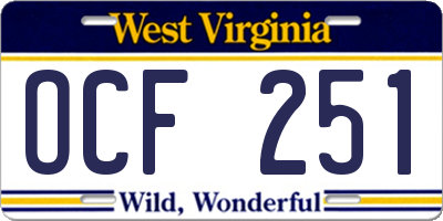 WV license plate OCF251