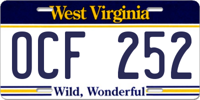 WV license plate OCF252