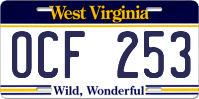 WV license plate OCF253