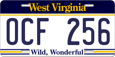 WV license plate OCF256
