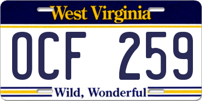 WV license plate OCF259