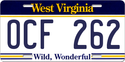 WV license plate OCF262