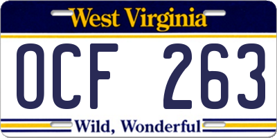WV license plate OCF263