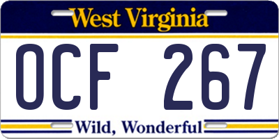 WV license plate OCF267