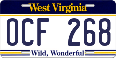 WV license plate OCF268