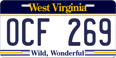 WV license plate OCF269